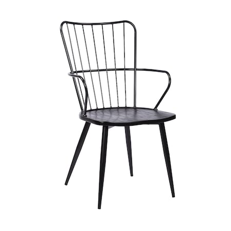 Armen Living Parisa High Back Steel Framed Side Chair in Black Powder Coated Finish and Black Brushed Wood LCPRSIBLBL
